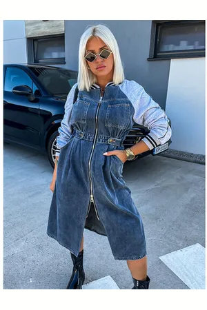 Star Style Dlhé kombinované denim šaty FLYNN+