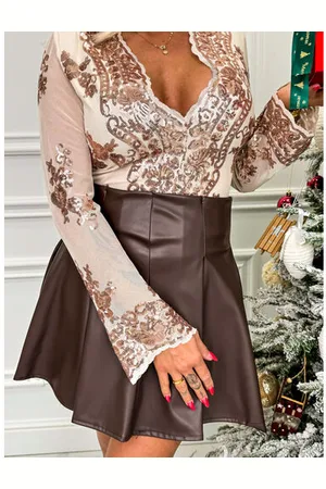 Star Style Koženková plisovaná sukňa REYNA+