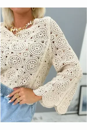 Star Style Háčkovaná béžová blúzka COSETTE