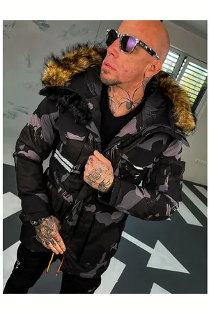 Star Style Pánska bunda s neodnímateľnou kapucňou+