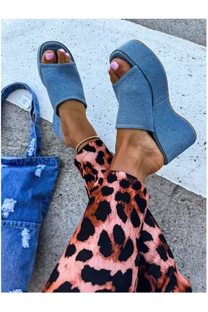 Star Style Denim šľapky na platforme CALLANI+