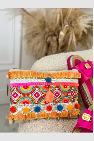 Star Style Vyšívaná kabelka ESTERA+ farba: orange/fuchsia
