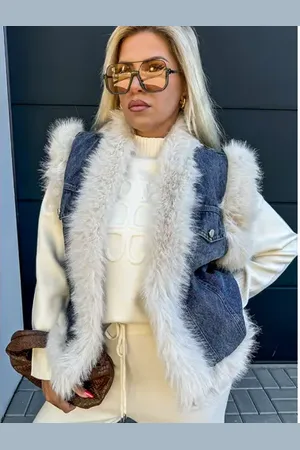 Star Style Denim vesta s kožušinkou ARAVIS+