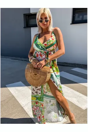 Star Style Dlhé vzorované saténové šaty RIWA+