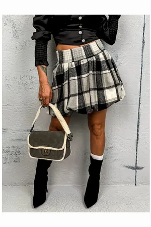 Star Style Károvaná balónová sukňa s gumeným pásom DASHNA+