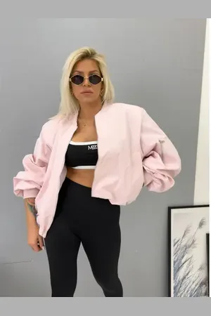 Star Style Prechodný baby pink bomber bunda s vypchávkami AUREA