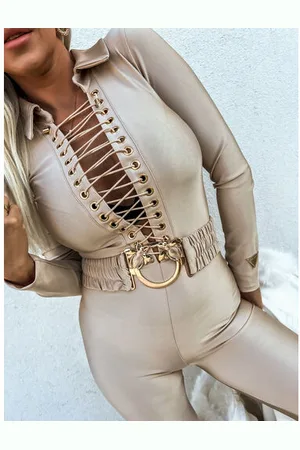 Star Style Luxusný krémový overal s opaskom ANAISA+
