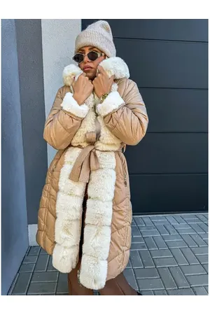 Star Style Obojstranná zimná bunda s kapucňou a opaskom NAVYA+