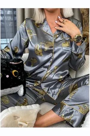 Star Style Vzorované saténové pyžamo SAFARI+