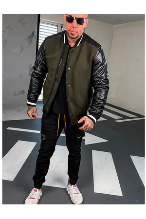 Star Style Ležérny baseballový bomber s koženkovými rukávmi+