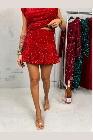 Star Style Balónová velvet sukňa zdobená flitrami BRANDY+