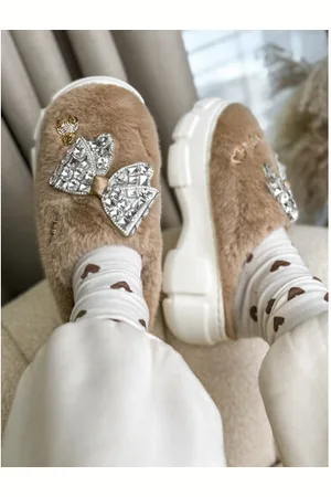 Star Style Teplé papuče s mašľou AMORA+