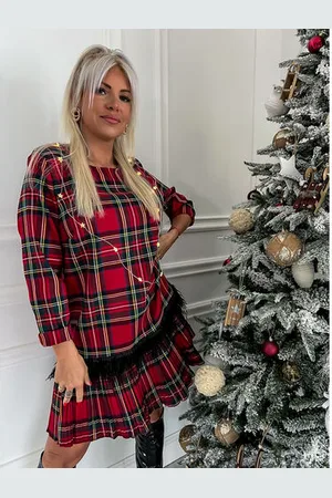 Star Style Kárované šaty zdobené pierkami CLORA+