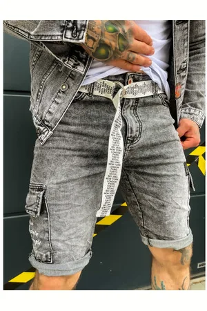 Star Style Pánske džínsové bermudy s opaskom+