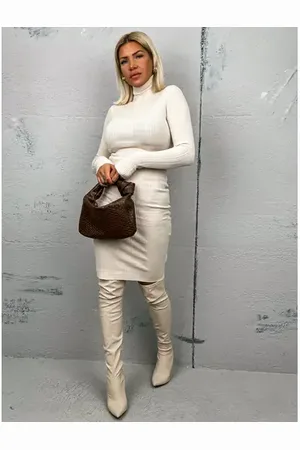 Star Style Vrúbkované rolákové šaty MANCY+