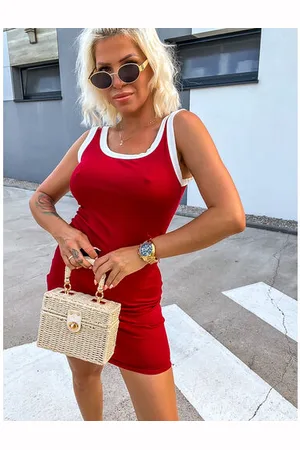 Star Style Červené vrúbkované šaty OPHELIA+