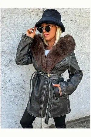Star Style Zateplená koženková bunda s kapucňou SUSAN+