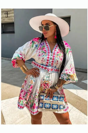 Star Style Kvetované košeľové šaty s opaskom HARLYN+