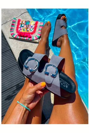 Star Style Sivé platformové šľapky VANDA+