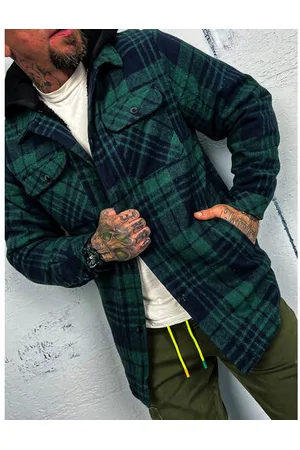 Star Style Kockovaná vrchná košeľa s kapucňou+