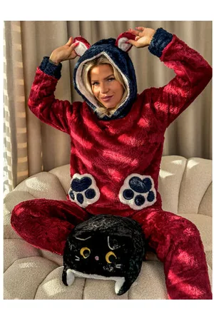Star Style Dámske flísové pyžamo s kapucňou LORY+