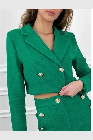 Star Style Elegantné skrátené sako so zlatými gombíkmi AVRIL+