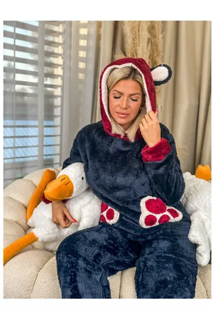 Star Style Dámske flísové pyžamo s kapucňou LORY+