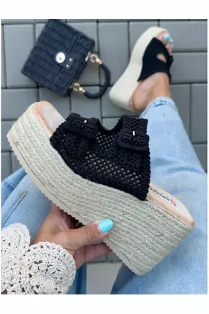 Star Style Platformové háčkované šľapky CORALA
