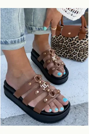 Star Style Hnedé platformové šľapky OLIVA