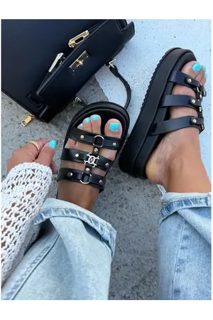 Star Style Čierne platformové šľapky OLIVA