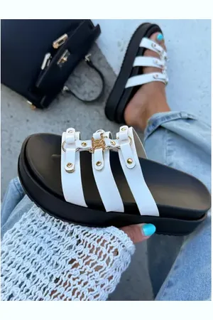 Star Style Biele platformové šľapky OLIVA