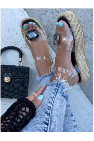 Star Style Transparentné sandále zdobené kamienkom CLINDA