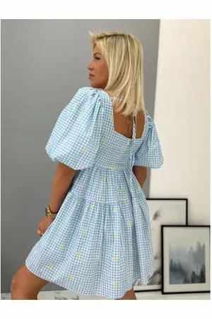 Star Style Vzorované bavlnené šaty s balónovými rukávmi MIRKA