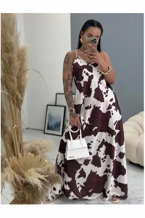 Star Style Vzorované saténové maxi šaty FELICIA