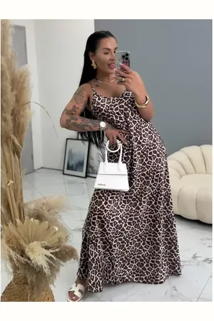 Star Style Leopardie saténové maxi šaty FELICIA