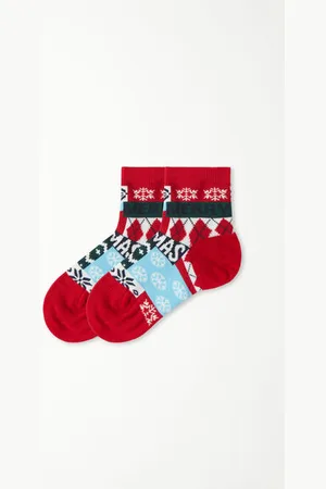 Tezenis Krátké Dětské Bavlněné Ponožky se Vzorem Unisex Unisex
