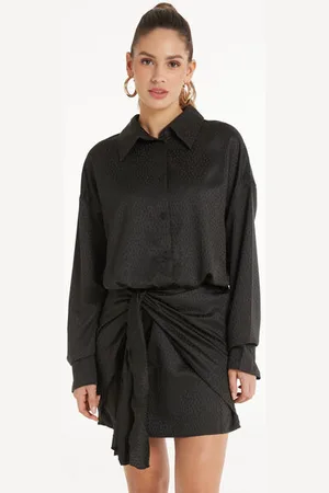 Tezenis Vestito Corto Manica Lunga in Raso Jacquard Žena