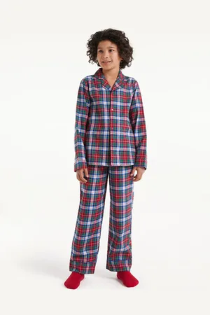 Tezenis Dlouhé Dětské Propínací Pyžamo z Flanelu Unisex Unisex