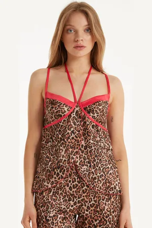 Tezenis Otevřené Tylové Tílko Strawberry Leopard Žena