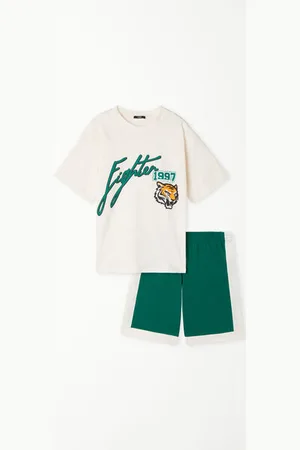 Tezenis Pigiama Corto in Cotone Stampa Fighter Bimbo Chlapec
