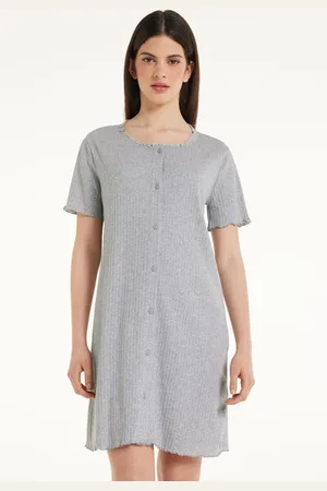 Tezenis Camicia da Notte Mezza Manica Aperta Costine Traforate Žena