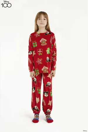 Tezenis Dlouhé Dětské Unisex Pyžamo z Mikroflísu Disney Unisex