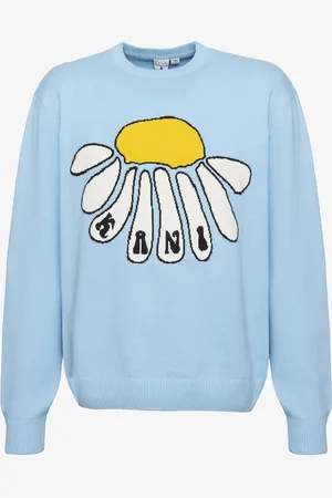 Karl Kani Woven Signature Flower Knit Crew Light Blue