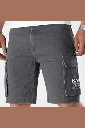 Karl Kani Small Signature Washed Cargo Shorts Anthracite