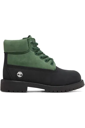 Timberland 6 In Premium WP Boot Junior Black Nubuck Green