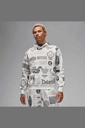 Jordan Essentials Printed Fleece Pullover Hoodie White