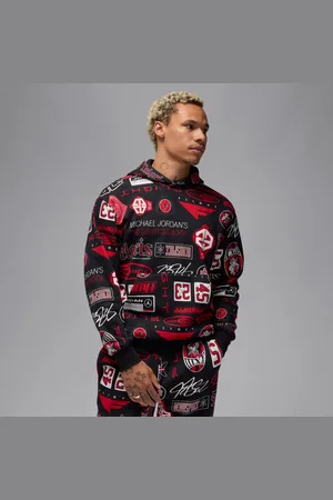 Jordan Essentials Printed Fleece Pullover Hoodie Black