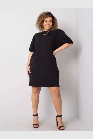 BASIC FEEL GOOD Dámské šaty bavlněné mini plus size JASMINE černé