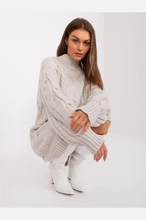 Wool Fashion Italia Dámské šaty nadměrné velikosti AGNER světle béžové