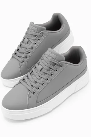 Ombre Clothing Pánské tenisky z ekokůže s tlustou podrážkou šedé